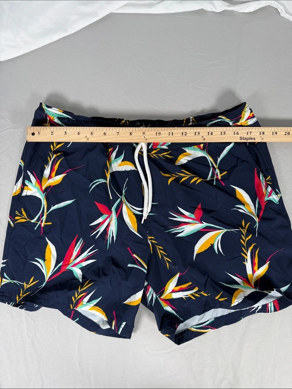 J. Crew Men's Navy Floral Swim Shorts - Versatile Beach Trunks